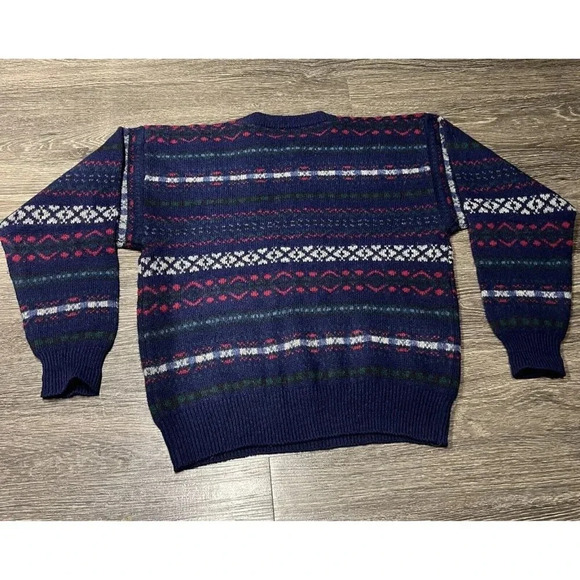 Vintage Eddie Bauer Men's Wool Shetland All Over Print Wool Sweater Size Medium - Picture 6 of 7